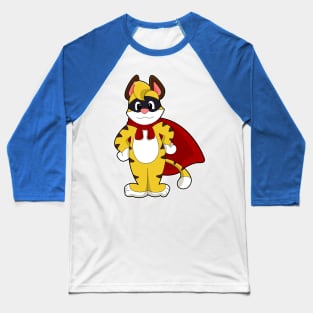 Tiger as Hero with Mask & Cape Baseball T-Shirt